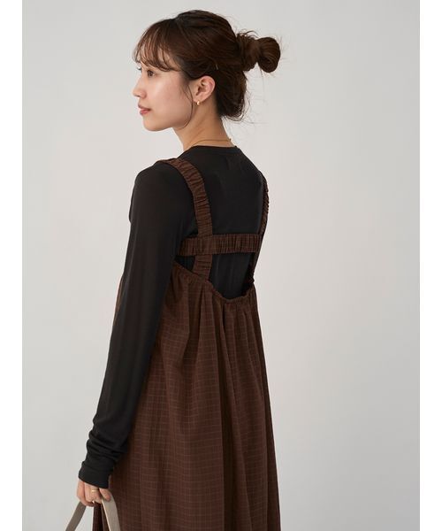 emmi（エミ）の「【限定カラー】ボックスチェックワンピースセット（ワンピース・レディース・ブラウン/ブラック/カーキ・0/1）」の21枚目の写真