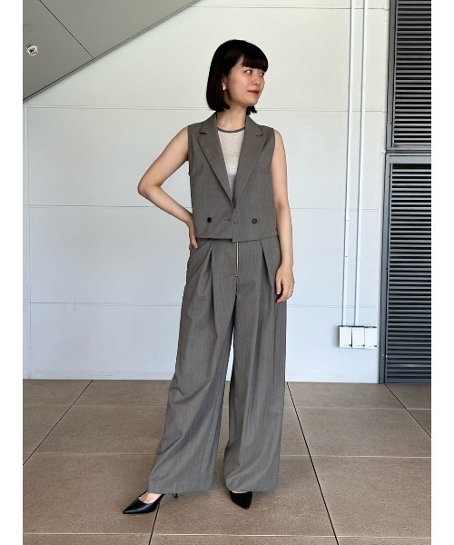 ESTNATION（エストネーション）の「ESTNATION / ハイウエスト フロントジップ タックパンツ（その他パンツ・レディース・グレー/ブラック・38/36）」の8枚目の写真