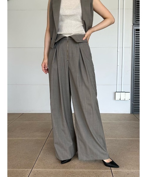 ESTNATION（エストネーション）の「ESTNATION / ハイウエスト フロントジップ タックパンツ（その他パンツ・レディース・グレー/ブラック・38/36）」の10枚目の写真