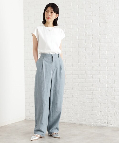 THE SHOP TK (ザ ショップ ティーケー )の「合皮パイピングフレンチTシャツ【洗える】(Tシャツ/カットソー・レディース・オフホワイト/ブラウン系/ブラック・13/12)」の5枚目の写真