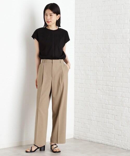 THE SHOP TK (ザ ショップ ティーケー )の「合皮パイピングフレンチTシャツ【洗える】(Tシャツ/カットソー・レディース・オフホワイト/ブラウン系/ブラック・13/12)」の9枚目の写真