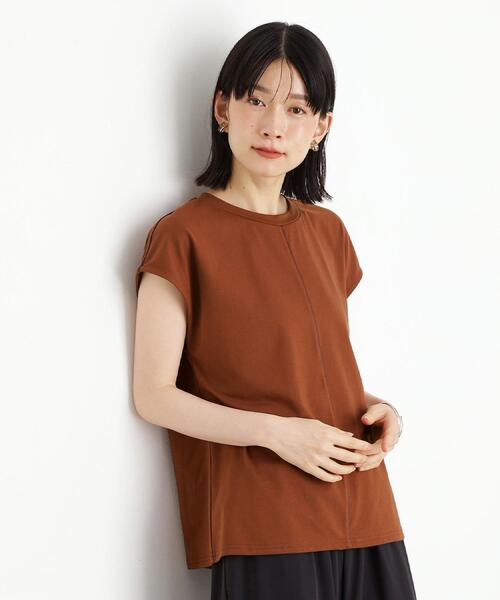 THE SHOP TK (ザ ショップ ティーケー )の「合皮パイピングフレンチTシャツ【洗える】(Tシャツ/カットソー・レディース・オフホワイト/ブラウン系/ブラック・13/12)」の12枚目の写真