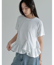 Re:EDIT（リエディ）の「[接触冷感][UVカット]コットン天竺フリルヘムTシャツ（Tシャツ/カットソー）」