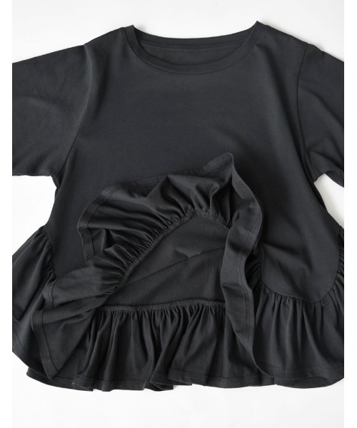 Re:EDIT（リエディ）の「[接触冷感][UVカット]コットン天竺フリルヘムTシャツ（Tシャツ/カットソー・レディース・ホワイト/ブラック・MEDIUM/LARGE）」の17枚目の写真