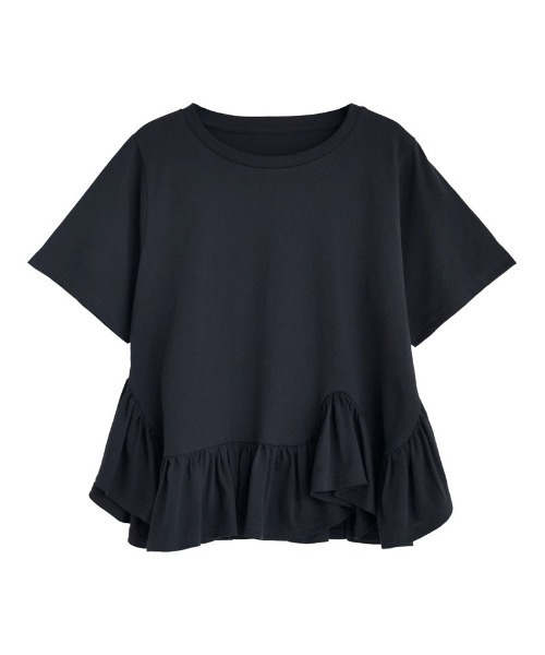 Re:EDIT（リエディ）の「[接触冷感][UVカット]コットン天竺フリルヘムTシャツ（Tシャツ/カットソー・レディース・ホワイト/ブラック・MEDIUM/LARGE）」の19枚目の写真