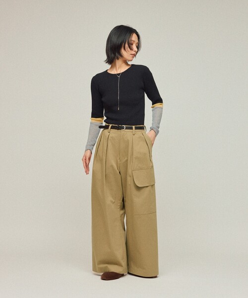 Firsthand（ファーストハンド）の「Firsthand/ファーストハンド ハイカウント チノワイドパンツ（チノパンツ・レディース・ブラック/キャメル・S/M）」の19枚目の写真