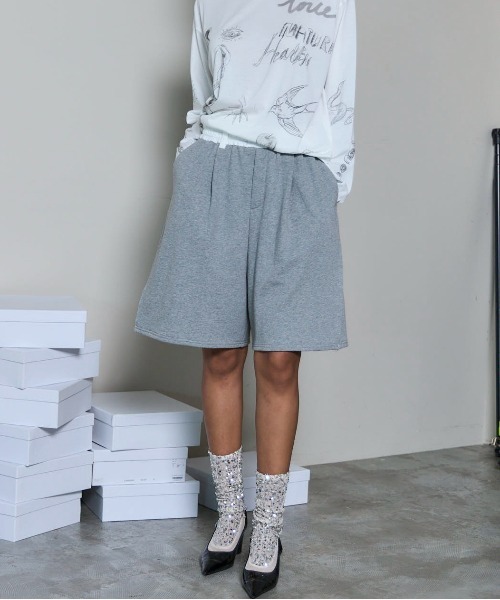 MAISON SPECIAL(メゾンスペシャル)の「Sweat Shorts/スウェットハーフパンツ(スウェットパンツ・レディース・ブラック/ホワイト/グレー・36/38)」の6枚目の写真