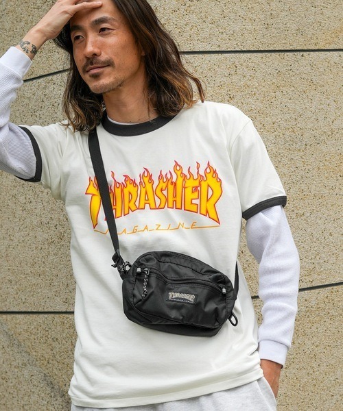 THRASHER（スラッシャー）の「【THRASHER/スラッシャー】Mini Shoulder Pouch＜ヨコ＞　撥水加工　ブランドロゴ　ショルダーバッグ　ウエストボディバッグ（ショルダーバッグ・メンズ・ブラック/ブラック系その他/ブラック×ホワイト・FREE）」の10枚目の写真