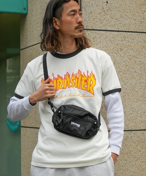 THRASHER（スラッシャー）の「【THRASHER/スラッシャー】Mini Shoulder Pouch＜ヨコ＞　撥水加工　ブランドロゴ　ショルダーバッグ　ウエストボディバッグ（ショルダーバッグ・メンズ・ブラック/ブラック系その他/ブラック×ホワイト・FREE）」の12枚目の写真