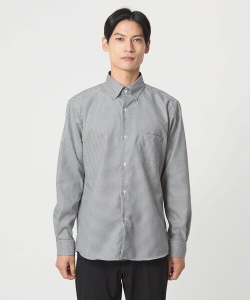 green label relaxing（グリーンレーベルリラクシング）の「エブリット コットンオックス ギンガムチェック スナップ ボタンダウン シャツ -イージーアイロン-（ビジネスシャツ・メンズ・ブラック・XL/M/L/S）」の4枚目の写真