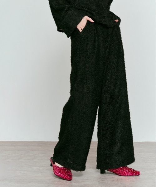 W:Huku（フーク）の「フェザーヤーン ハイウエスト タック イージーパンツ / Feather Yarn High-Waisted Tuck Pants（その他パンツ・レディース・ブラック/アイボリー・M/L）」の18枚目の写真