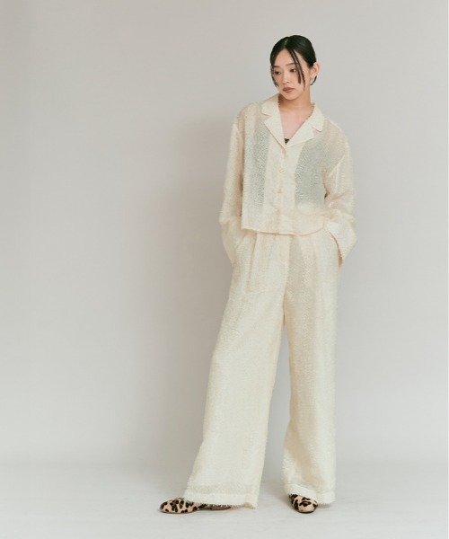 W:Huku（フーク）の「フェザーヤーン ハイウエスト タック イージーパンツ / Feather Yarn High-Waisted Tuck Pants（その他パンツ・レディース・ブラック/アイボリー・M/L）」の16枚目の写真