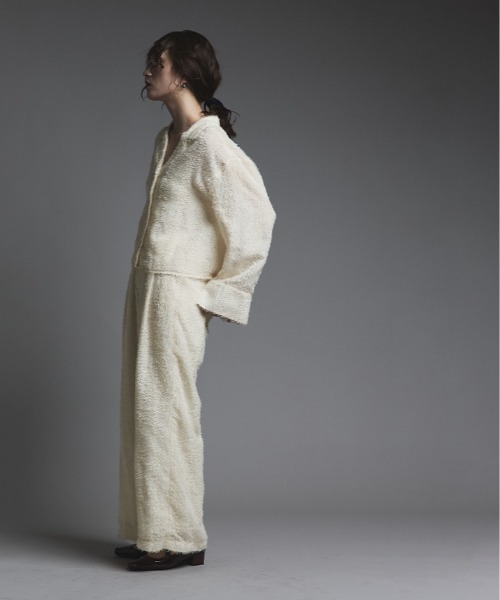 W:Huku（フーク）の「フェザーヤーン ハイウエスト タック イージーパンツ / Feather Yarn High-Waisted Tuck Pants（その他パンツ・レディース・ブラック/アイボリー・M/L）」の12枚目の写真