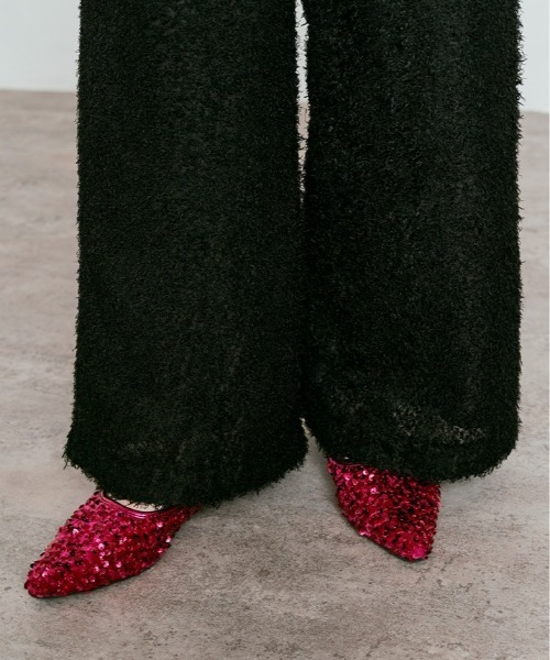 W:Huku（フーク）の「フェザーヤーン ハイウエスト タック イージーパンツ / Feather Yarn High-Waisted Tuck Pants（その他パンツ・レディース・ブラック/アイボリー・M/L）」の11枚目の写真