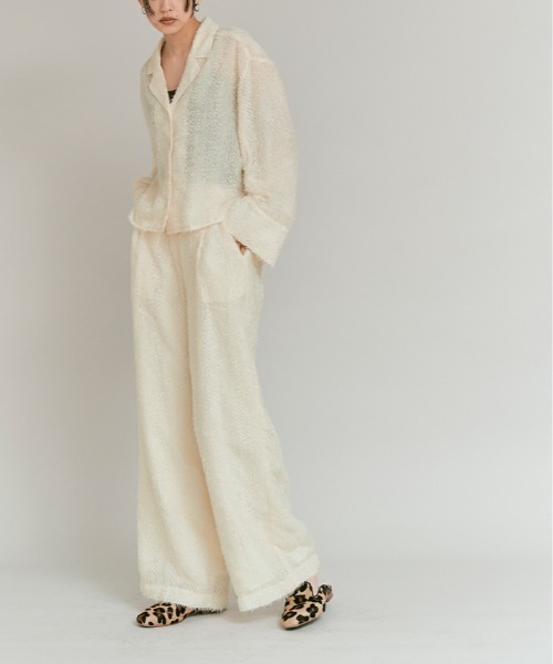 W:Huku（フーク）の「フェザーヤーン ハイウエスト タック イージーパンツ / Feather Yarn High-Waisted Tuck Pants（その他パンツ・レディース・ブラック/アイボリー・M/L）」の8枚目の写真