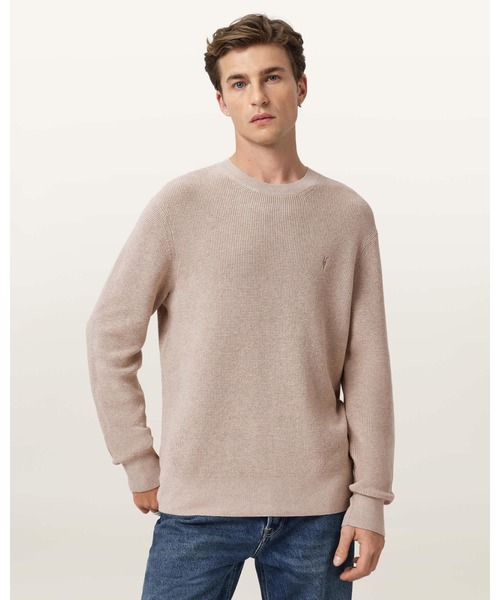 ALLSAINTS(オールセインツ)の「ASPEN WAFFLE TEXTURE CREW NECK RAMSKULL JUMPER | ASPEN ワッフル テクスチャー クルー ネック ラムスカル ニット・セーター(ニット/セーター・メンズ・グレー系その他・XL/XS/S/M/L)」の1枚目の写真
