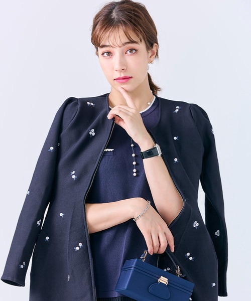 フローレットニットジャケット（ノーカラージャケット）｜Chesty