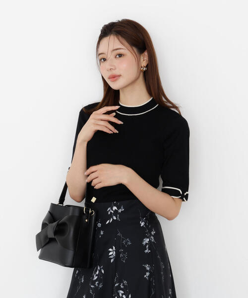 PROPORTION BODY DRESSING(プロポーションボディドレッシング)の「<ハンドウォッシャブル>リボンスリーブ配色ニット / 1215270927(ニット/セーター・レディース・ブラック/ベージュ/ボルドー・FREE)」の6枚目の写真