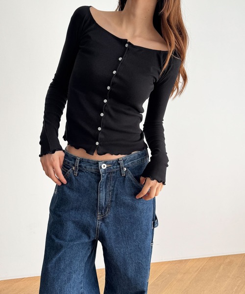 CANAL JEAN(キャナルジーン)の「El mar リブオフショルロングTシャツ(Tシャツ/カットソー・レディース・グレー/ブラック/ネイビー・ONE SIZE)」の2枚目の写真