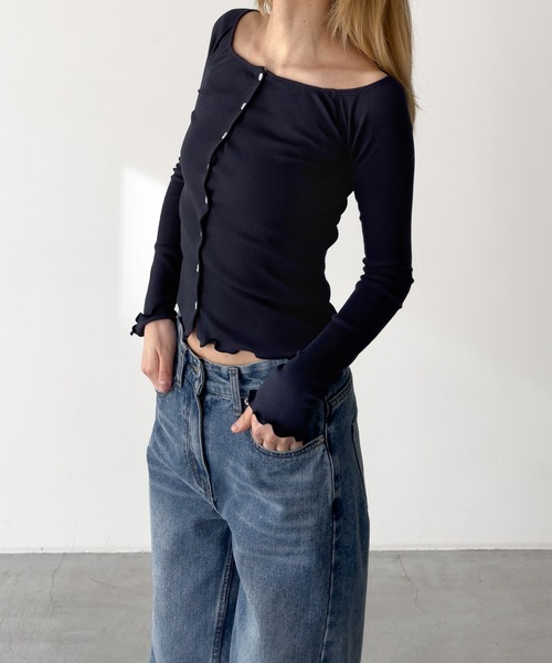 CANAL JEAN(キャナルジーン)の「El mar リブオフショルロングTシャツ(Tシャツ/カットソー・レディース・グレー/ブラック/ネイビー・ONE SIZE)」の16枚目の写真