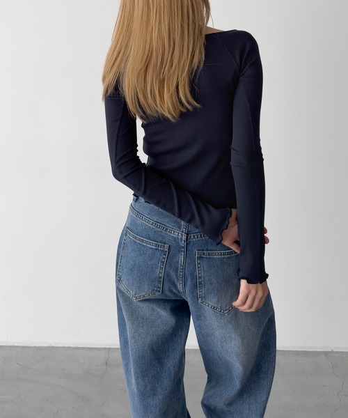 CANAL JEAN(キャナルジーン)の「El mar リブオフショルロングTシャツ(Tシャツ/カットソー・レディース・グレー/ブラック/ネイビー・ONE SIZE)」の15枚目の写真