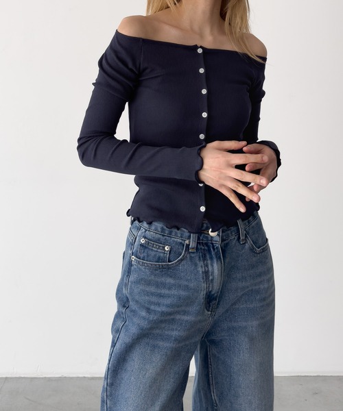 CANAL JEAN(キャナルジーン)の「El mar リブオフショルロングTシャツ(Tシャツ/カットソー・レディース・グレー/ブラック/ネイビー・ONE SIZE)」の14枚目の写真