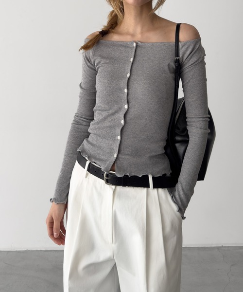 CANAL JEAN(キャナルジーン)の「El mar リブオフショルロングTシャツ(Tシャツ/カットソー・レディース・グレー/ブラック/ネイビー・ONE SIZE)」の10枚目の写真