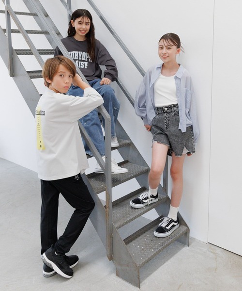 GLOBAL WORK（グローバルワーク）の「イージーDRYシアーシャツ長袖/576644（シャツ/ブラウス・キッズ・ピンク系1/ミント/アイボリー/サックスブルー・130cm/140cm/150cm/160cm）」の22枚目の写真