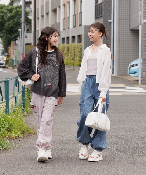 GLOBAL WORK（グローバルワーク）の「イージーDRYシアーシャツ長袖/576644（シャツ/ブラウス・キッズ・ピンク系1/ミント/アイボリー/サックスブルー・130cm/140cm/150cm/160cm）」の10枚目の写真