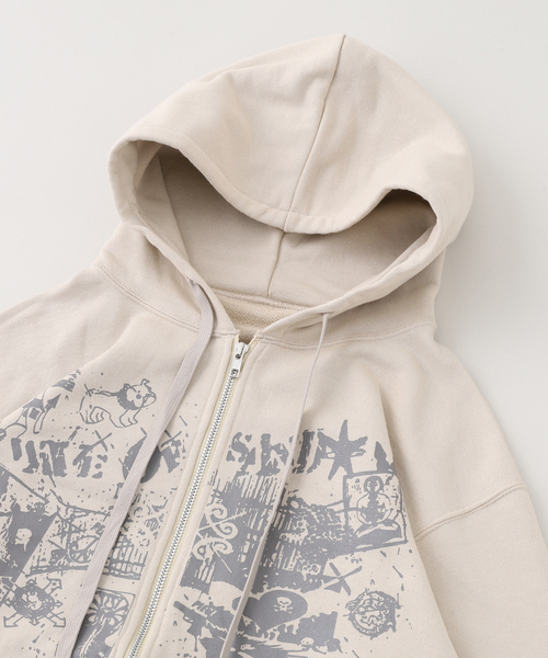 Wave of Sand（ウェーブオブサンド）の「Wave of Sand / ウェーブ オブ サンド CL PRINT ZIP UP HOODIE（パーカー・メンズ・ブラック/ブルー系その他/ベージュ・MEDIUM/SMALL）」の7枚目の写真