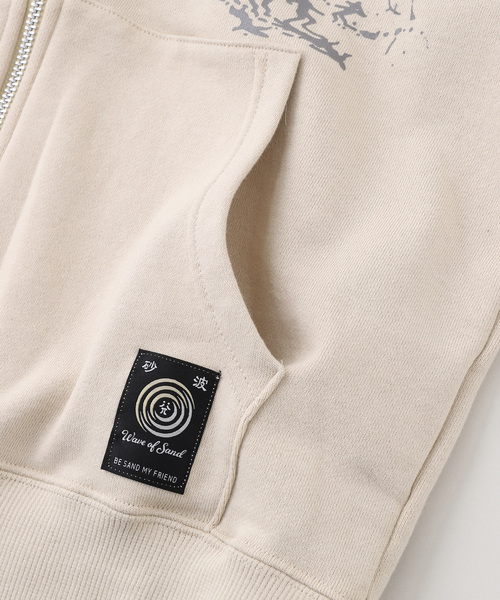 Wave of Sand（ウェーブオブサンド）の「Wave of Sand / ウェーブ オブ サンド CL PRINT ZIP UP HOODIE（パーカー・メンズ・ブラック/ブルー系その他/ベージュ・MEDIUM/SMALL）」の9枚目の写真