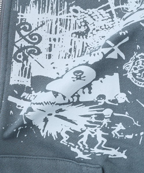 Wave of Sand（ウェーブオブサンド）の「Wave of Sand / ウェーブ オブ サンド CL PRINT ZIP UP HOODIE（パーカー・メンズ・ブラック/ブルー系その他/ベージュ・MEDIUM/SMALL）」の13枚目の写真