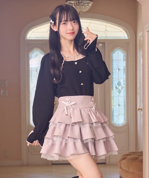 ROJITA(ロジータ)の「リボンチェーン付きボレロドッキングニット(ニット/セーター・レディース・ホワイト/ピンク/ブラック・FREE)」の13枚目の写真