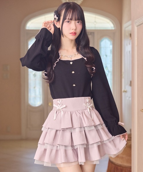 ROJITA(ロジータ)の「リボンチェーン付きボレロドッキングニット(ニット/セーター・レディース・ホワイト/ピンク/ブラック・FREE)」の14枚目の写真
