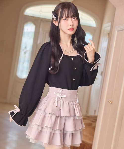 ROJITA(ロジータ)の「リボンチェーン付きボレロドッキングニット(ニット/セーター・レディース・ホワイト/ピンク/ブラック・FREE)」の15枚目の写真