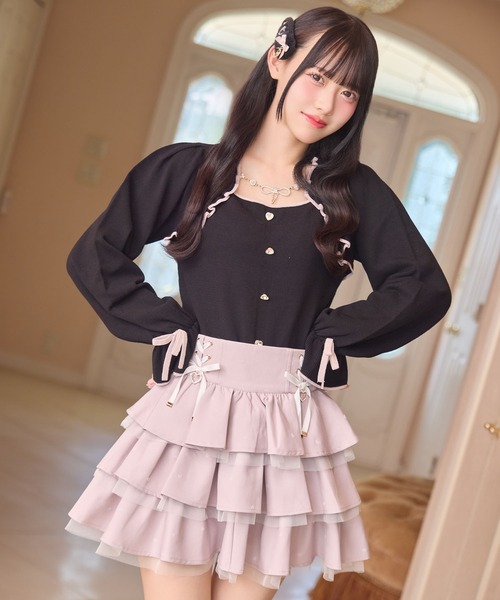 ROJITA(ロジータ)の「リボンチェーン付きボレロドッキングニット(ニット/セーター・レディース・ホワイト/ピンク/ブラック・FREE)」の16枚目の写真