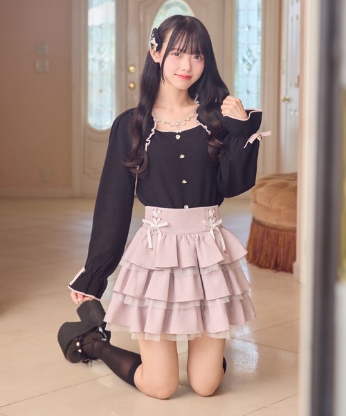 ROJITA(ロジータ)の「リボンチェーン付きボレロドッキングニット(ニット/セーター・レディース・ホワイト/ピンク/ブラック・FREE)」の17枚目の写真
