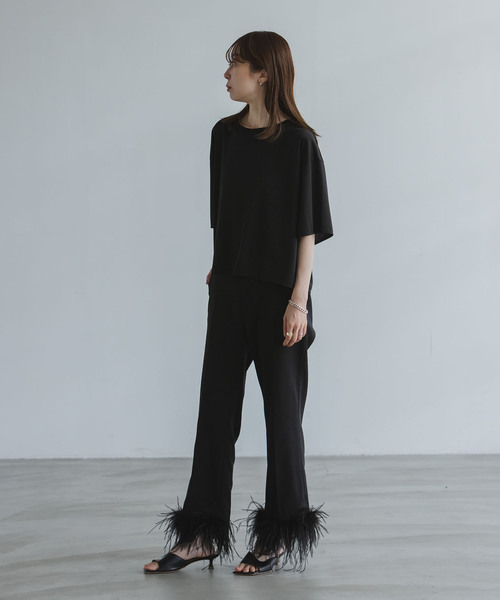 Noble(ノーブル)の「ELENI/エルニ トリアセテートサテンTシャツ(Tシャツ/カットソー・レディース・ホワイト/ブラック・FREE)」の10枚目の写真