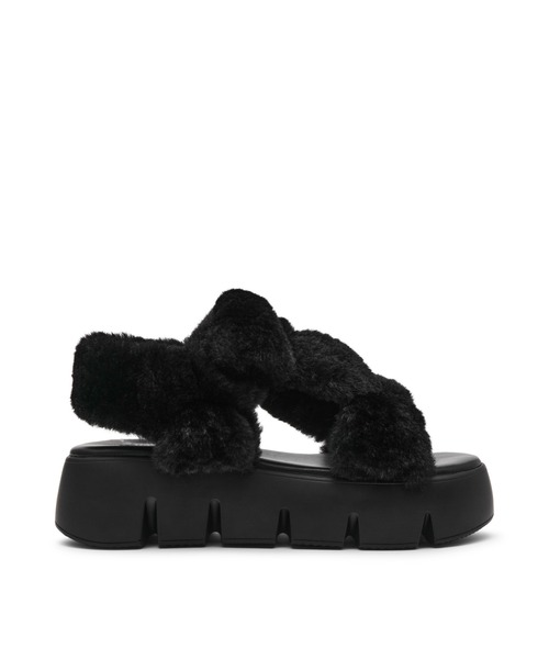 STEVE MADDEN(スティーブマデン)の「ファー厚底サンダル/S.MADDEN BONKERS-F-VA(サンダル・レディース・ブラック/タン・22.5cm/23.0cm/23.5cm/23.5-24/24.0cm/24.5cm)」の6枚目の写真