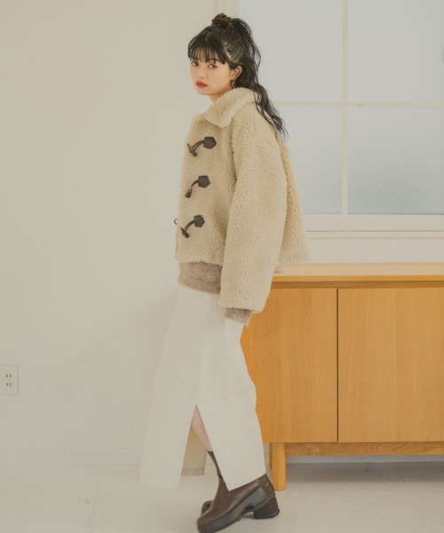 REMOON（リムーン）の「ラメボアスタンドジャケット（その他アウター・レディース・アイボリー/ブラウン・FREE）」の20枚目の写真