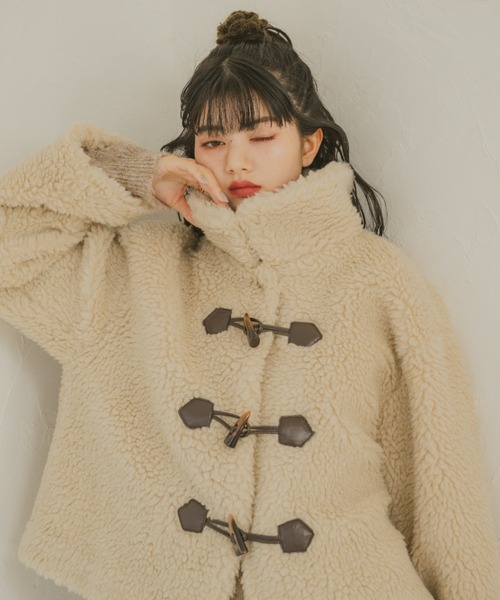 REMOON（リムーン）の「ラメボアスタンドジャケット（その他アウター・レディース・アイボリー/ブラウン・FREE）」の8枚目の写真