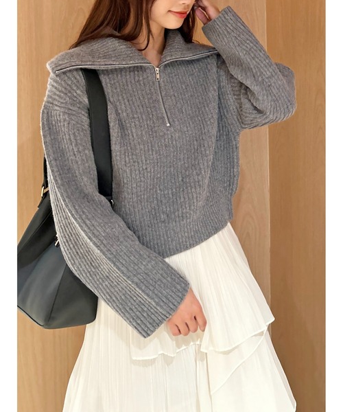 ウールハーフジップニットプルオーバー（ニット/セーター）｜SNIDEL