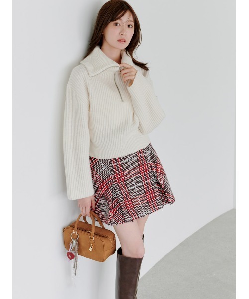 SNIDEL ウールハーフジップニットプルオーバー　ホワイト 完売品 ウールハーフジップニットプルオーバー(ニット)｜トップス｜SNIDEL