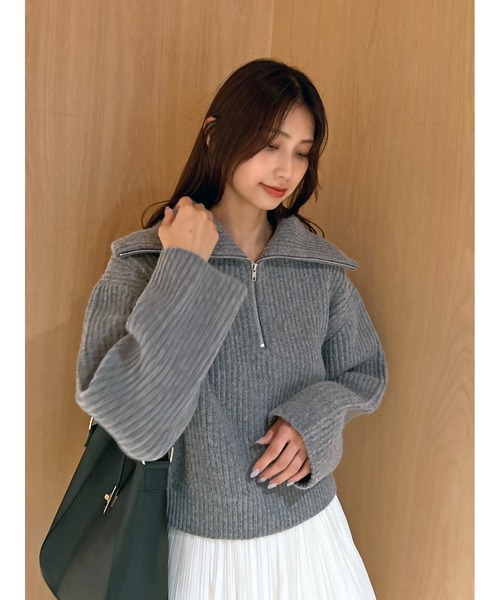 ウールハーフジップニットプルオーバー（ニット/セーター）｜SNIDEL