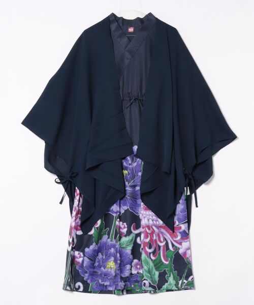 カヤ（カヤ）の「【カヤ】花々羽織付きワンピース（ワンピース・レディース・キナリ/スミクロ/パープル・FREE）」の3枚目の写真