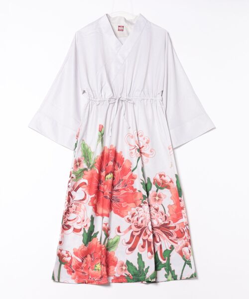 カヤ（カヤ）の「【カヤ】花々羽織付きワンピース（ワンピース・レディース・キナリ/スミクロ/パープル・FREE）」の5枚目の写真