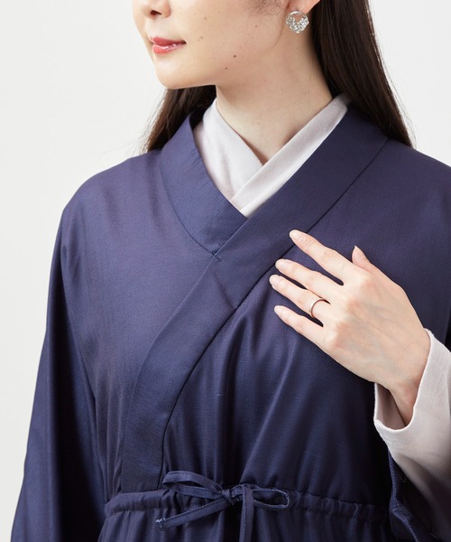 カヤ（カヤ）の「【カヤ】花々羽織付きワンピース（ワンピース・レディース・キナリ/スミクロ/パープル・FREE）」の10枚目の写真