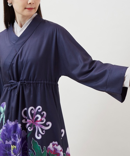 カヤ（カヤ）の「【カヤ】花々羽織付きワンピース（ワンピース・レディース・キナリ/スミクロ/パープル・FREE）」の11枚目の写真