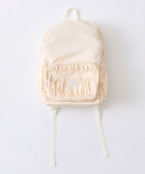 OLIVE des OLIVE(オリーブデオリーブ)の「【A4サイズ対応/多機能】シャーリングポケットリュック(バックパック/リュック・レディース・ブラック/アイボリー・FREE)」の4枚目の写真