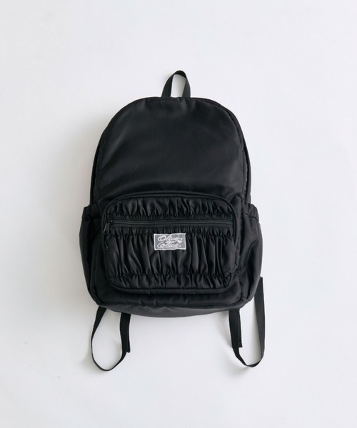 OLIVE des OLIVE(オリーブデオリーブ)の「【A4サイズ対応/多機能】シャーリングポケットリュック(バックパック/リュック・レディース・ブラック/アイボリー・FREE)」の13枚目の写真